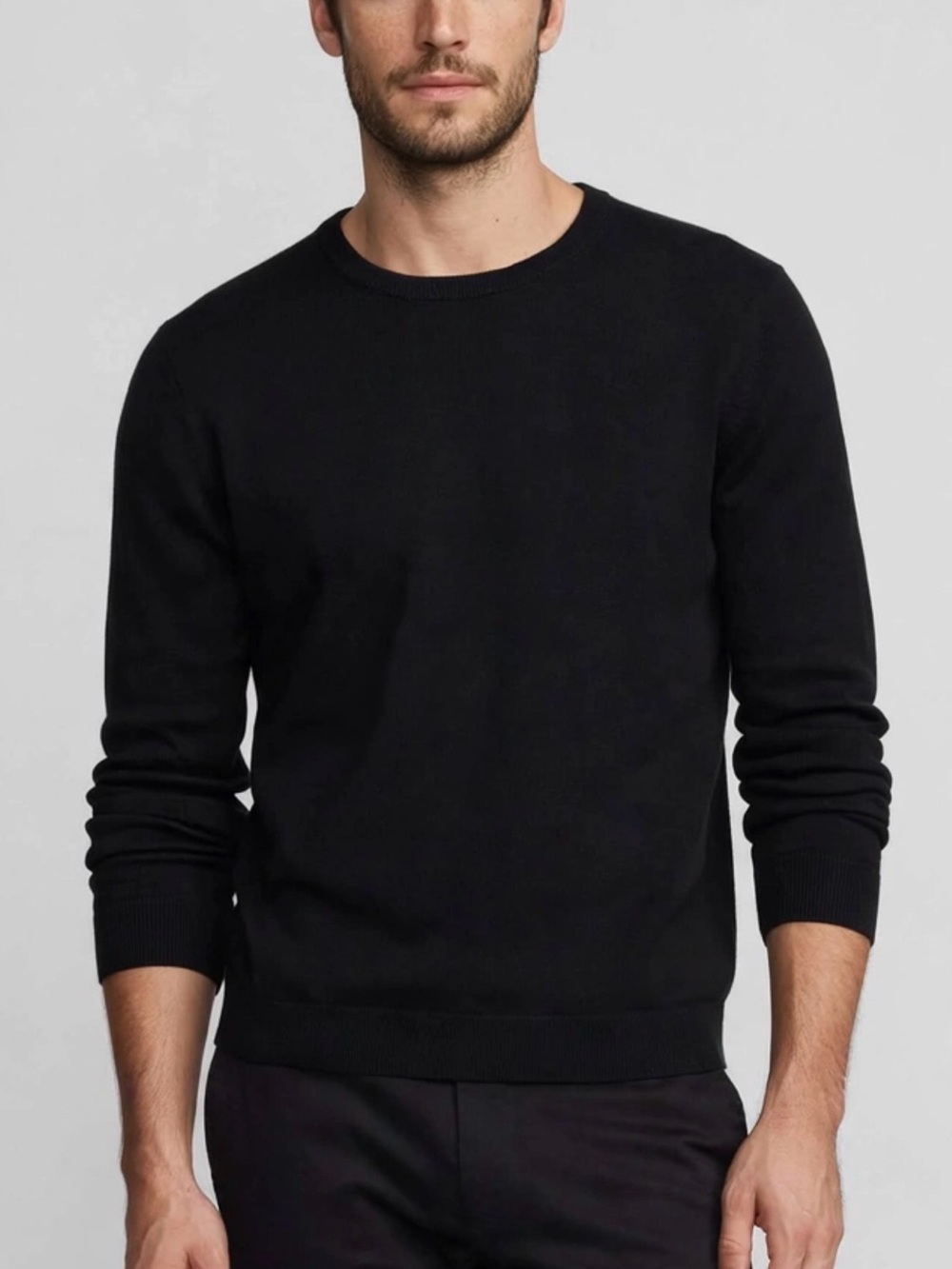 J.Crew Mens XL Black Crewneck Sweater 100% Cotton